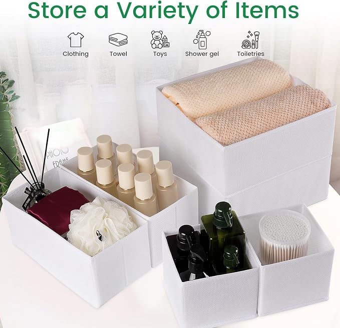 16 Pack Underwear Drawer Organizer, Drawer Organizer Clothes, Foldable Cloth Storage Box Closet Dresser Drawer Divider Organizer for Clothes, Scarves (White) - Image 7