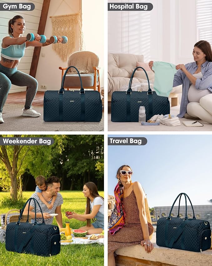 Women Weekender Travel Duffle Bag: Travel Duffel Overnight Bags with Shoe Compartment Large Carry on Tote with Toiletry Bag Weekend Traveling Yoga Gym Hospital Bag for Women with Wet Pocket - Image 8