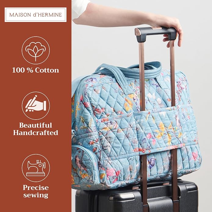 Maison d' Hermine Weekender Bags for Women Cotton Quilted Duffel Overnight Luggage Weekend Bag for Men Gym Gifts Travel | Overnight Luggage Weekend Bag for Men Gym Sports Gifts Duffle bag Business Travellers Trip Spring Summer - Image 4