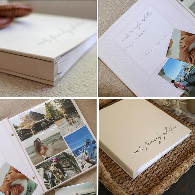 Family Photo Album 4x6 Pictures Large Linen Picture Book | 400 Horizontal & Vertical Pockets - Personalized Scrapbook Memory Book For Baby, Kids, Vacation, Couples, Anniversary - Image 6