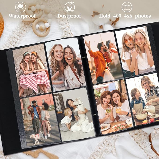 Photo Album 6x4 400 Pockets Slip in Large Capacity Album for Family Wedding Anniversary Linen Album Book Holds 400 Vertical 10x15cm Photos(400 Pockets, Red) - Image 4