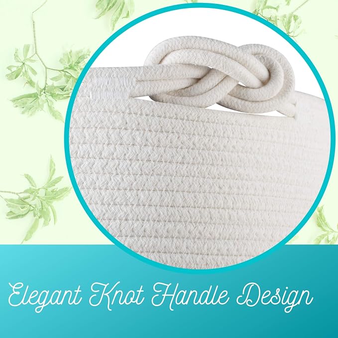 Extra Large 22 x 16in Decorative Woven Cotton Rope Blanket Storage Basket Bin Living Room with Handles and Laundry Hamper for Pillows, Pool Towels, Dog Toys, Shoes, Light Brown - Image 7
