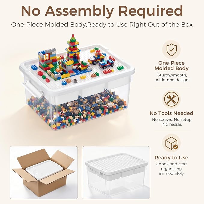Citylife 17 QT Plastic Storage Box Building Baseplate Lid Removable Tray | Craft Organizers and Storage, Clear Art Storage Container for Organizing Bead, Tool, Sewing Supplies, Secure Clasp, 1pack - Image 4