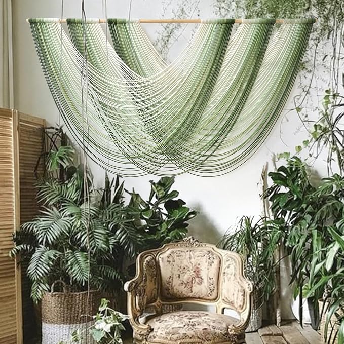 Macrame Wall Hanging Large Dip Dyed Boho Green Wall Art Decor 57"W*31"L | For Living Room Bedroom Styling Entryway Decor, Handmade Fiber Art, Textured Wall Artwork, Housewarming Gift, Ready to Hang - Image 2