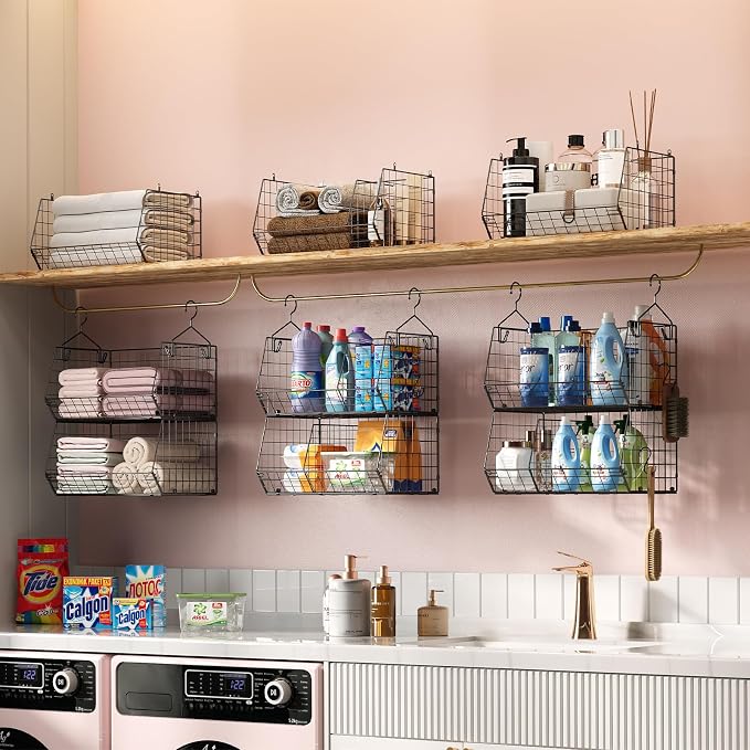5 Tier Extra Large Closet Hanging Organizer with 5 Dividers,16.5"L x 11.8"W x 51.4"H Closet Organizers and Storage with 5 S Hooks,Clothes Organizer for Sweaters Clutches Handbags Hats Accessories - Image 4