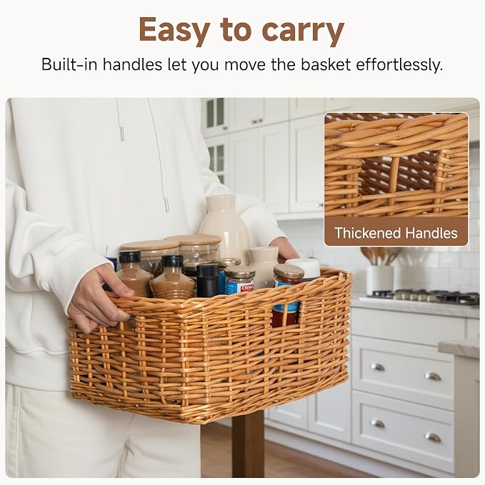 StorageWorks Pantry Baskets, Willow Storage Baskets for Organizing, Shelves, Pantry Organizers and Storage, Brown, 15" L x 11" W x 6 ¾"H - Image 3