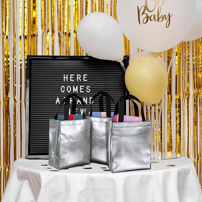BLEWINDZ 100 Medium Reusable Gift Bags with Handles - Ideal Party Favors & Shopping Bags (10 Colors) - Image 4