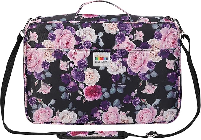 JAKAGO 480 Slots Colored Pencil Case Extra Large Capacity Pen Holder for Artist Painter Zipper Organizer Bag for Marker Highlighter Storage Case for Office Sketch Travel Supplies (Purple Rose) by JAKAGO