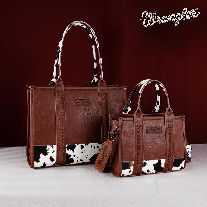 Montana West × Wrangler Tote Bag for Women Western Cow Print Purse Designer Top Handle Handbags - Image 2