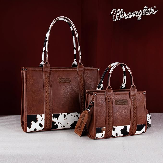 Montana West × Wrangler Tote Bag for Women Western Cow Print Purse Designer Top Handle Handbags - Image 6