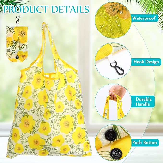Paterr 46 Pcs Foldable Reusable Grocery Bags Bulk Machine Washable Waterproof Shopping Bags Packable Grocery Tote Pouches - Image 5