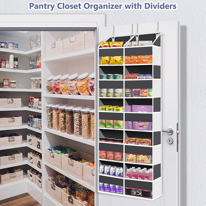 Heavy Duty Over The Door Organizer 5 Tiers, Extra Large Behind Door Storage of 10 Big Front & 10 Mesh Pockets, 80lb Weight Capacity, Hanging Doors Storage Organizer for Closet Bedroom Nursery, Grey - Image 7