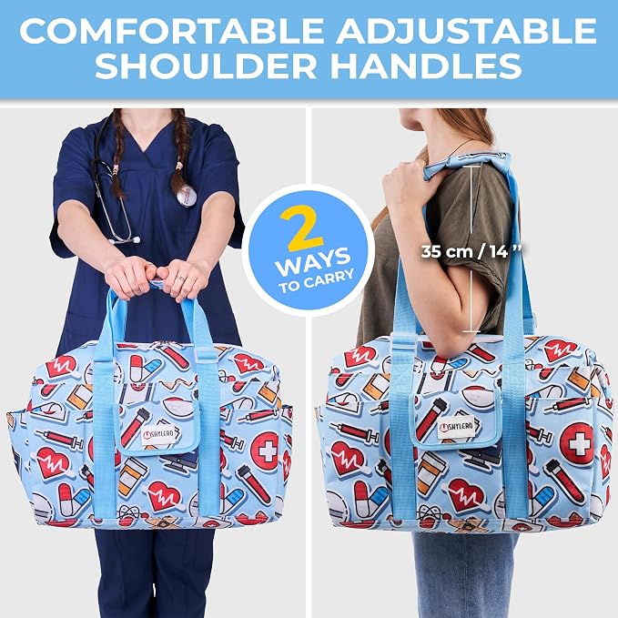 White Peas Nurse Bag & Utility Tote - Waterproof, Top YKK Zip, L18" x H14" x W7" - SHYLERO - Image 8