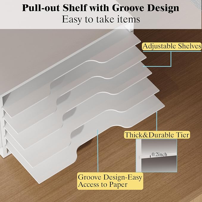 Unionly 12x18 Construction Paper Organizer,Large File Sorter for Office | 6-Tier Adjustable Literature Organizer,Large Wooden File Sorter with Side Pocket,Office Mailbox for Home,Classroom,Office - Image 4