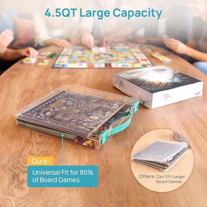 Vtopmart 2 Pack Board Game Storage with Handle and Snap-Tight Latch Lid | Clear Craft Organizer Fit 12" x 12" Papers, Stackable Storage Box for Scrapbook Storage, Art Supply Storage, Puzzle Storage - Image 3