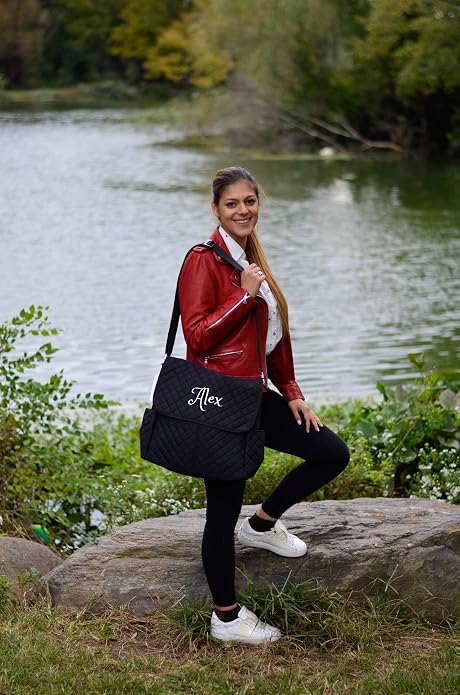 Large Messenger Diaper Bag Shoulder bag Custom Monogram Baby Bag - Image 9