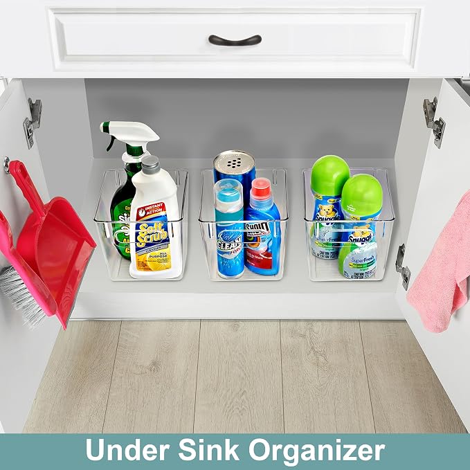 Sorbus Fridge Organizers and Storage, Clear Plastic Bins (Small, 4 Pack) | Handled containers keep crafts, clothing and household supplies sorted across pantries, cabinets, refrigerators and closets. - Image 6