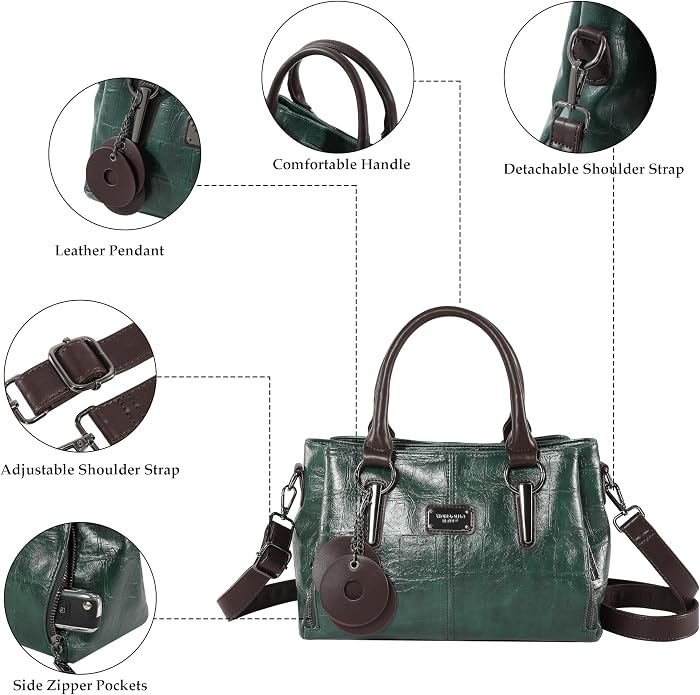 Handbags and Purses for women Vegan Leather Tote Bag for Women Satchel Shoulder Bags Travel Purse with Compartments - Image 5