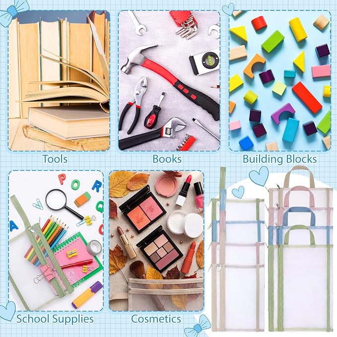 MotiMind 48 Pack Double Layer Mesh Zipper Pouch Bag A4 &A5 Toy Storage Bag | Mesh Bags with Zipper & Handle, Toy Organizer for Building Blocks, Puzzles, Board Games, School Office Organization & Storage - Image 7