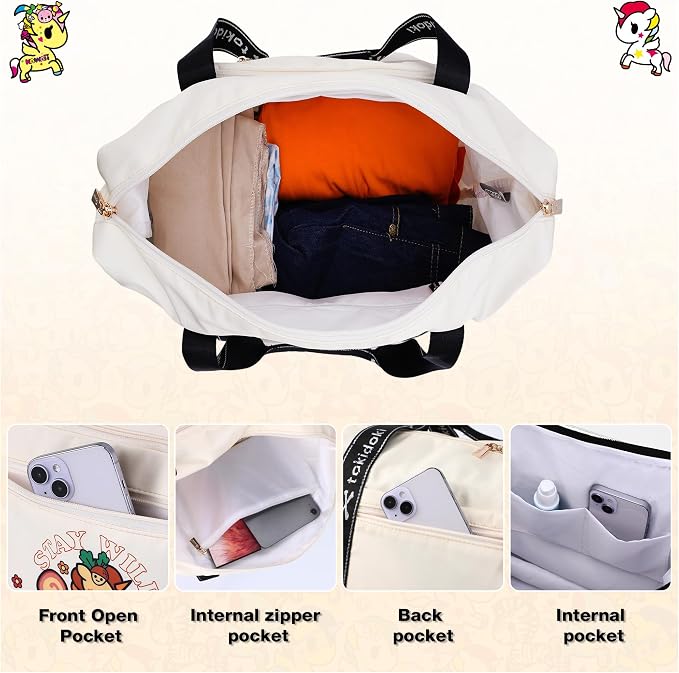 tokidoki Travel Duffle Bag, Weekender with Shoe Compartment Toiletry Bag | many compartments: laptop sleeve, wet-dry pocket, trolley sleeve. Includes toiletry bag. Carry-on. - Image 3