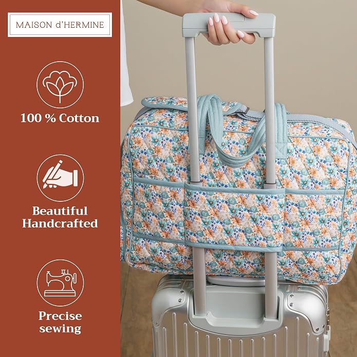Maison d' Hermine Weekender Bags for Women Cotton Quilted Duffel Overnight Luggage Weekend Bag for Men Gym Gifts Travel | Overnight Luggage Weekend Bag for Men Gym Sports Gifts Duffle bag Business Travellers Trip Spring Summer - Image 4