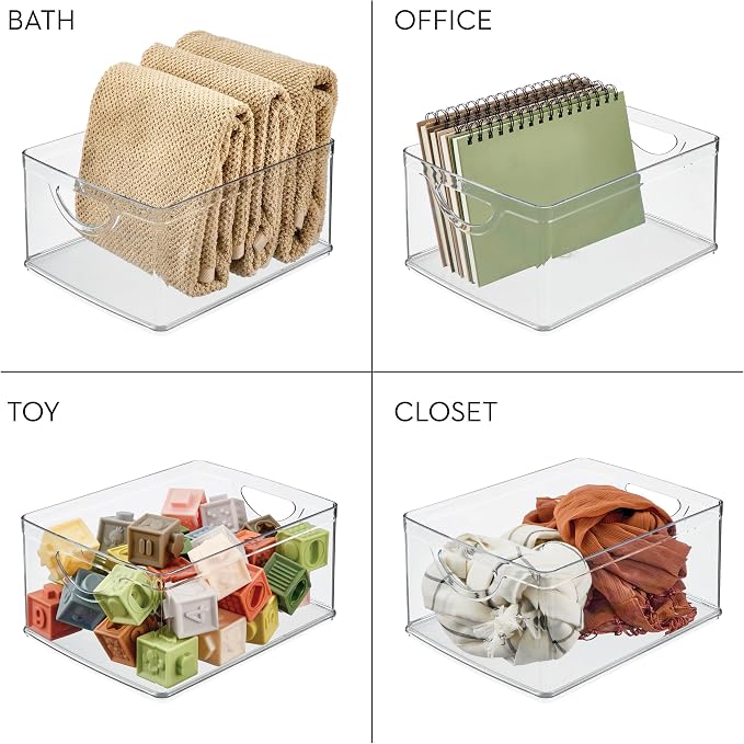 iDesign Plastic Stackable Kitchen Cabinet Storage Bin, Clear, 4-Pack | With Handles, Pantry Organizer - Image 7