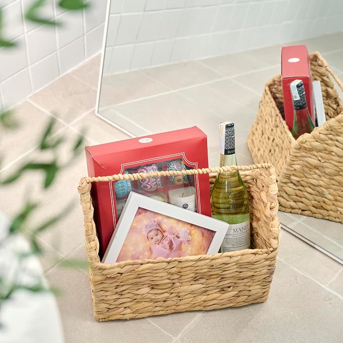 NAYA 13.7" House Water Hyacinth Storage Basket – Shelf Organizer | Handwoven water hyacinth basket design for toys, books and nursery organization. - Image 7