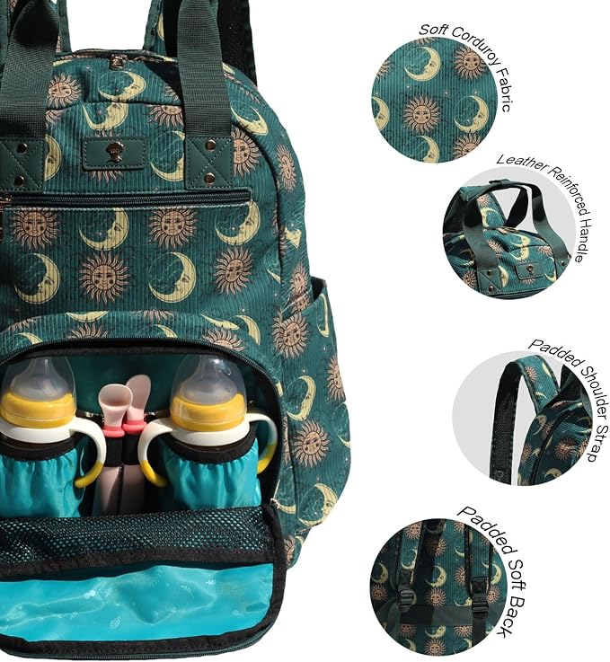 Diaper Bag Backpack Corduroy Multifunction Baby Fashion Travel Pack office Laptop Bag - Image 2