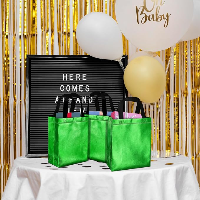 BLEWINDZ 100 Medium Reusable Gift Bags with Handles - Ideal Party Favors & Shopping Bags (10 Colors) - Image 3