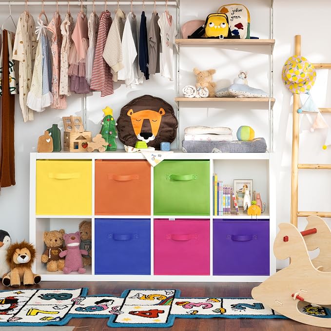 GRANNY SAYS 13x13 Storage Cubes, Cube Storage Organizers, Rainbow, 6-Pack | Collapsible Storage Boxes with Thickened Base Plate, Sturdy Handles, Decorative Baskets for Shelves, Closet - Image 2