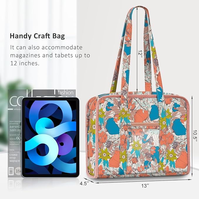 FINPAC Sewing and Craft Supplies Storage Tote Bag with Clear Pockets | Large Art Organizer Caddy Travel Packing Shoulder Bag for Knitting, Sewing Accessories - Image 6