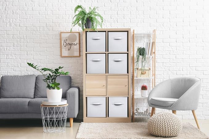 Sorbus Foldable Storage Cubes - 6 Pack, 11 Inch, White, Fabric, Foldable, Storage and Organization, Versatile Use, Collapsible Storage, Lightweight and Durable - Image 5
