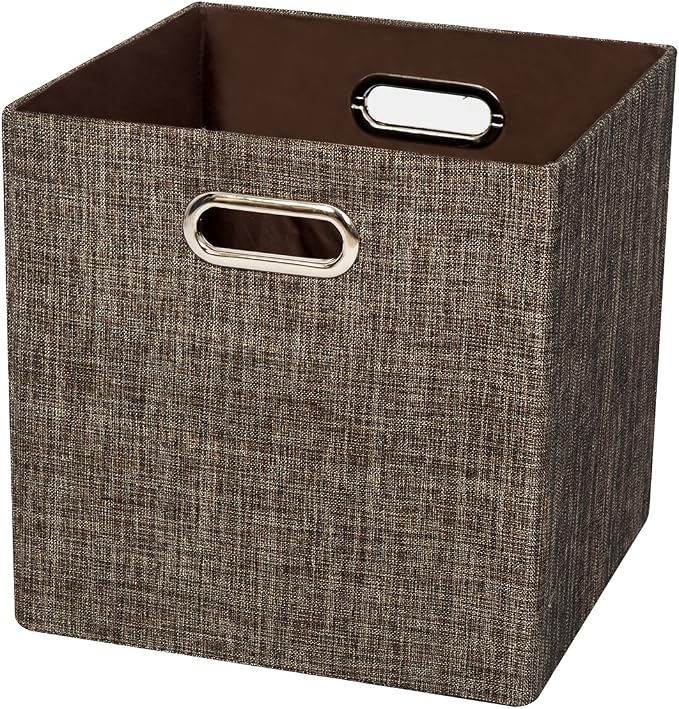 Posprica Storage Bins Cube Containers Boxes,Thick and Heavy Duty Fabric Drawers, 11×11 inch- Set of 4,Brown - Image 5