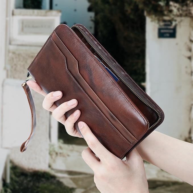 Polare Full Grain Leather Family Travel Passport Wallet and Documents Organizer RFID Blocking Case Holder Fits 6 Passports for Men and Women - Image 3