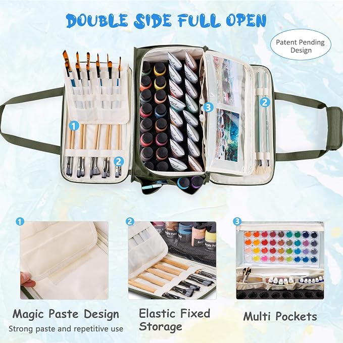SFYBYHEART Acrylic Paint Storage, Craft Organizer, Art Supply Organizer, Art Tote Bags, Paints Brush Holder for Apple Barrel Acrylic Painting, Palette Board - Image 3