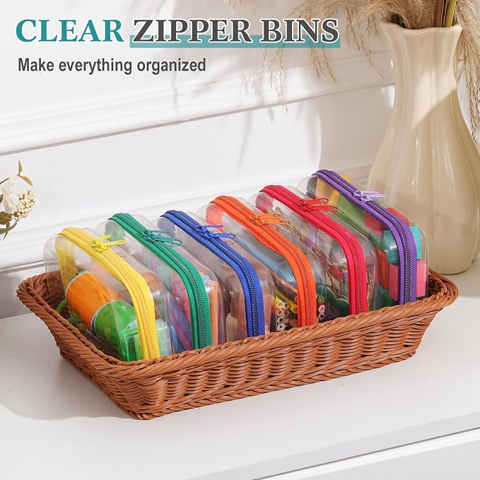 Sanwuta 6 Clear Hard Zipper Case,Assorted Color, 7.48 x 3.94 x 2 Inch | Pencil Case Pouches ,Makeup Bag,Plastic Toiletry Diaper Bag ,Travel Toy Storage,Waterproof Organizer Bins - Image 5