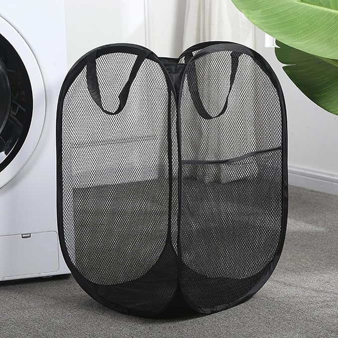 4Pcs Pop Up Laundry Hamper, 3 Black + 1 Pink | Large 70L, Collapsible Mesh Basket, For Home, College Dorm & Apartment, Foldable Lightweight, With Handles & Side Pocket - Image 2
