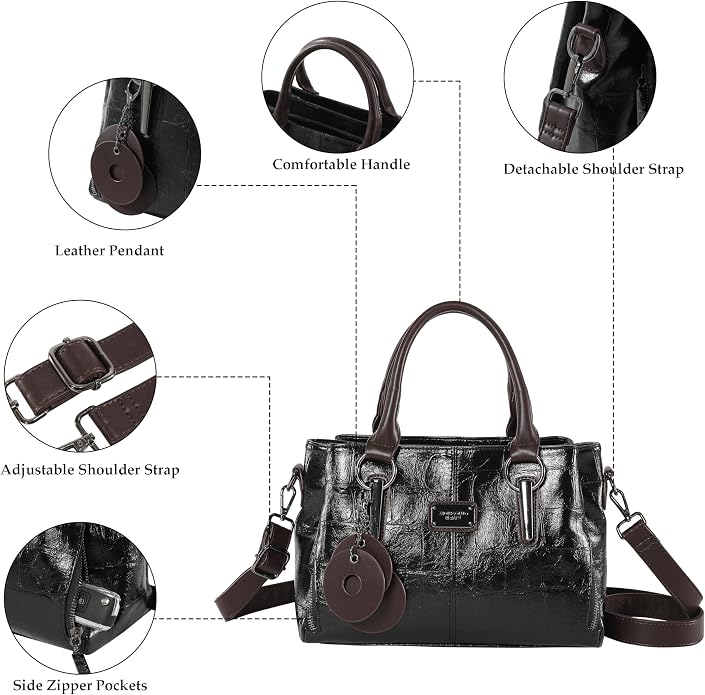 Handbags and Purses for women Vegan Leather Tote Bag for Women Satchel Shoulder Bags Travel Purse with Compartments - Image 5