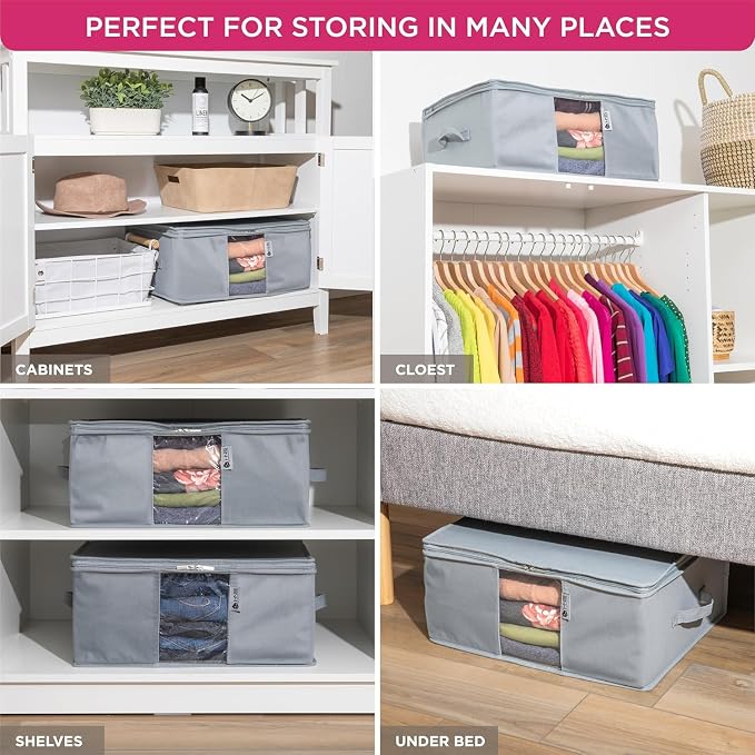Cedar Clothes Storage Bag Organizer, Protects From Moths, Set of 2, Grey | Protects from Moths, Moisture, Dirt & Dust, Underbed Storage Bags for Clothes, Cashmere Sweaters, Bedding & More - Image 4