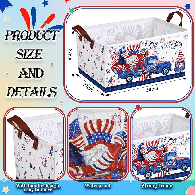 CHENGU 12 Pack Large Holiday Gifts Baskets Empty Collapsible Seasonal Storage Bin St Patricks Day Easter Canvas Laundry Basket Foldable Box with Handle for Home Office Bedroom Clothes Toys - Image 3