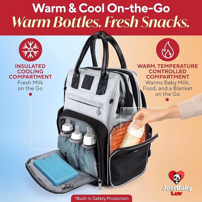 Premium Baby Diaper Bag with Changing Station, Diaper Bag Backpack w/ Pad | Award-winning, built-in changing station, warming pockets, waterproof, travel ready, unisex - Image 3