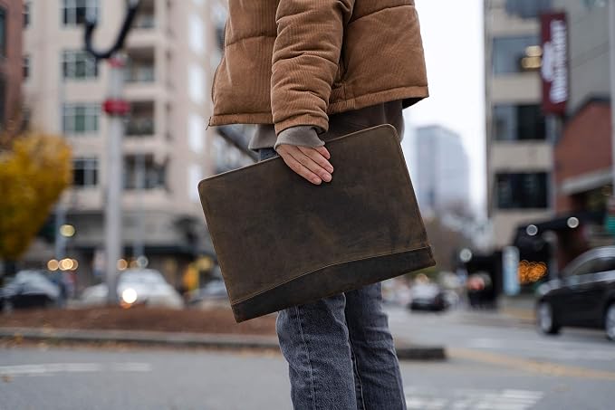 Leather Business Portfolio with Luxury Pen Business Personal Organiser Folder Full Grain Leather padfolio by KomalC (Buffalo Distressed Tan) - Image 4