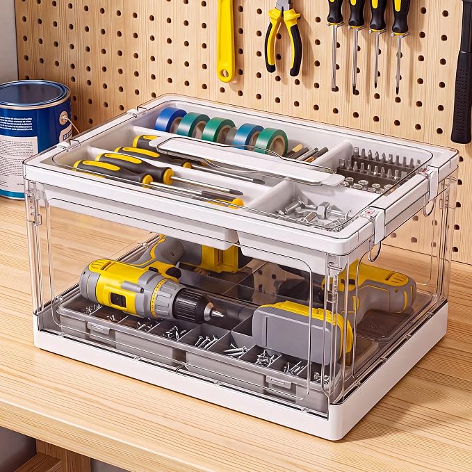 24QT 1Pack Craft Organizers and Storage with Tray, Craft Storage Box | Art Supply Organizer and Storage with Lid for Medicine Cabinet, Medicine Cabinet Organizer, Sewing, Playdoh and Tools - Image 6