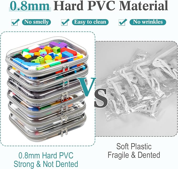 Sanwuta 6 Clear Hard Zipper Case,Gray,9.84 X 7.87 X 2 Inch | Pencil Case Pouches ,Makeup Bag,Plastic Toiletry Diaper Bag ,Travel Toy Storage,Waterproof Organizer Bins - Image 4