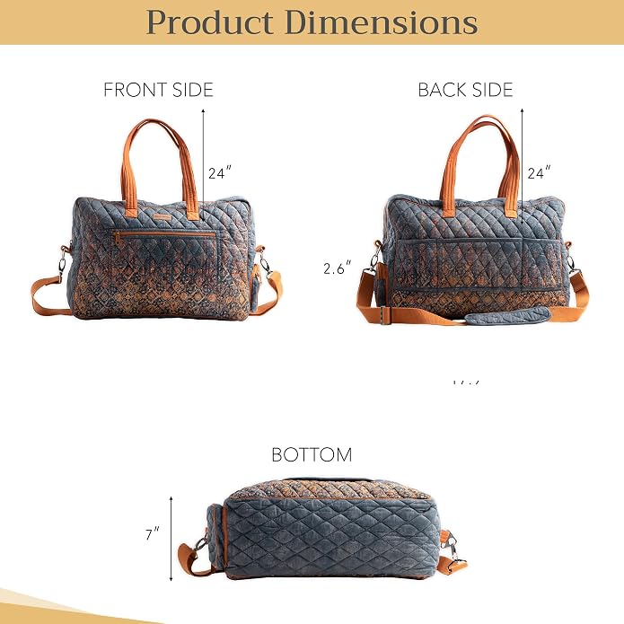 Maison d' Hermine Weekender Bags for Women Cotton Quilted Duffel Overnight Luggage Weekend Bag for Men Gym Gifts Travel | Overnight Luggage Weekend Bag for Men Gym Sports Gifts Duffle bag Business Travellers Trip Spring Summer - Image 6