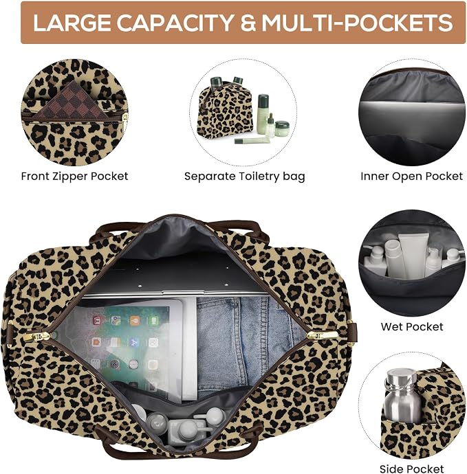 Travel Weekender Bags for Women: Duffle Bag with Shoe Compartment Carry On | 40L Capacity for 5 Day Trip Waterproof Durable Toiletry Bag Wet Pocket for Damp Items Suitable for Weekend Trips Hospital - Image 2