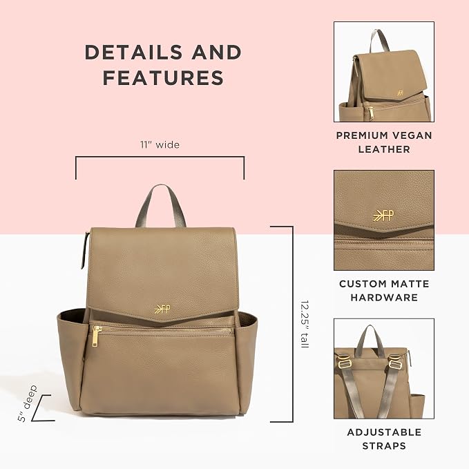 Freshly Picked Mini Diaper Bag II Backpack – Premium Vegan Leather Small Baby Bag without Changing Pad, Compact, Lightweight & Stylish for Moms On-the-Go, Aspen - Image 3
