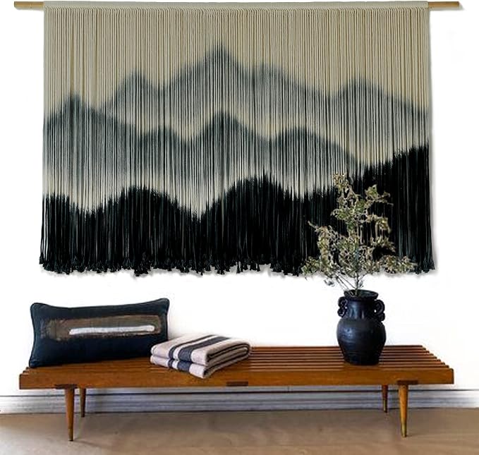 IOWER Macrame Wall Hanging Mountain Dip-Dyed Macrame Wall Decor Large Modern Fiber Art Boho Wall Decor 57" Wx35 L | Brown Home Accent, Modern Decor, Farmhouse Style, Rustic Interior, Office Decor, Dorm Room Decoration, Housewarming Gift - Image 4