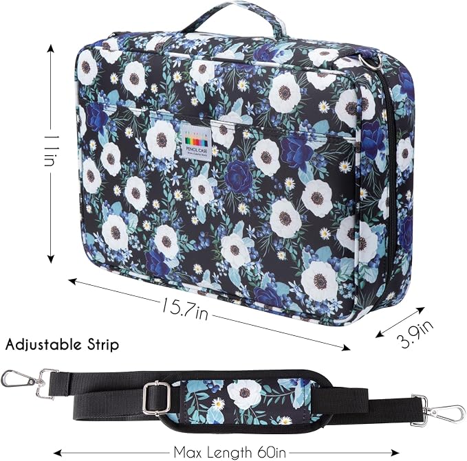 YOUSHARES Big Capacity Colored Pencil Case - 480 Slots large Pen Case Organizer with Multilayer Holder for Prismacolor Colored Pencils & Gel Pen (Silver Lotus) - Image 2