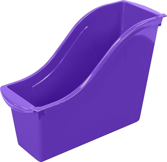 Storex Small Book Bin, Linking Storage Bins, Dry Erase Surface, 11.75" x 8.5" x 4.5", Violet, 6-Pack - Image 4